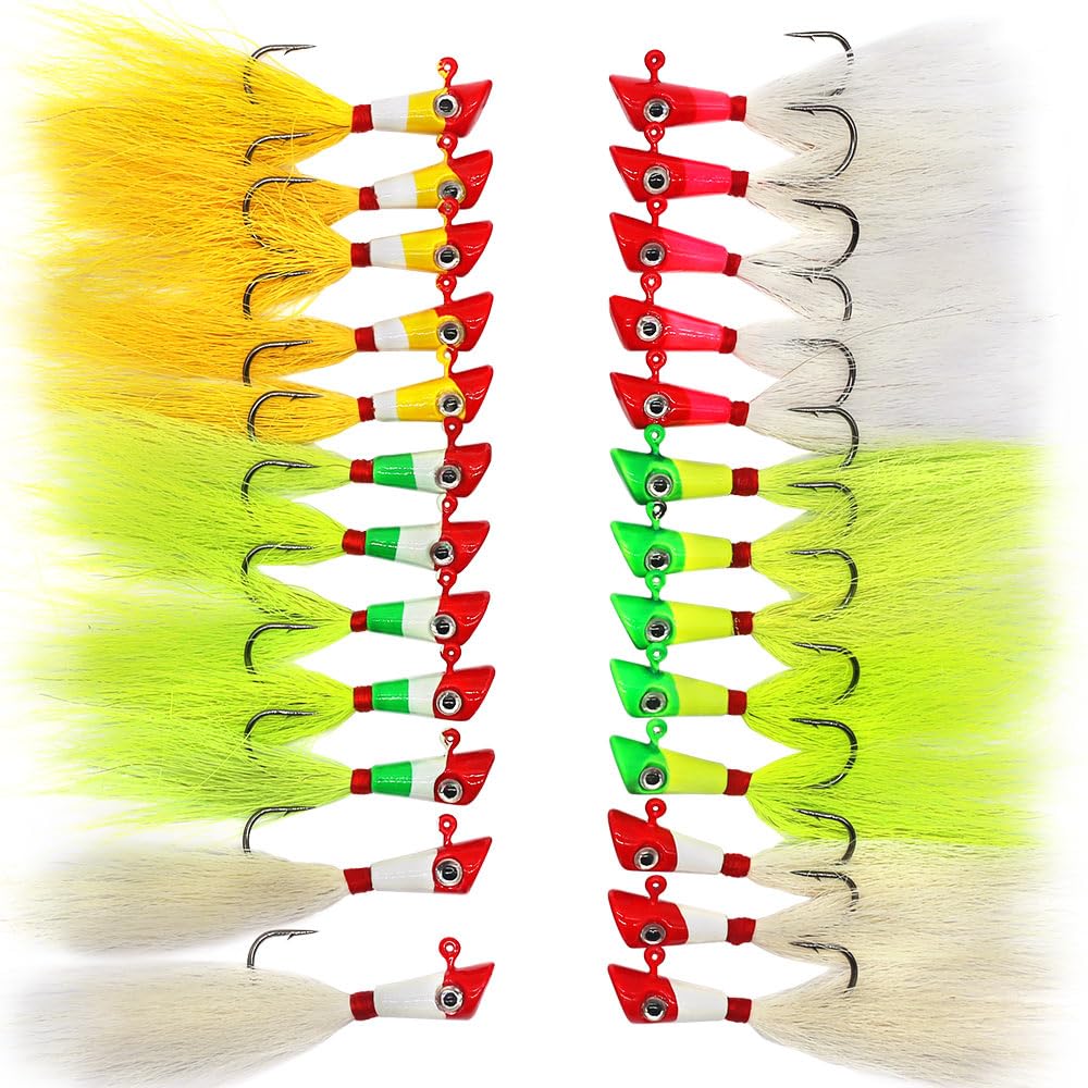Shad Darts Crappie Jigs Head Bucktail Hair Jig for American Shad Crappie Bass Fishing Lures 1/16oz 1/8oz 1/32oz 1/4oz 25 Pack
