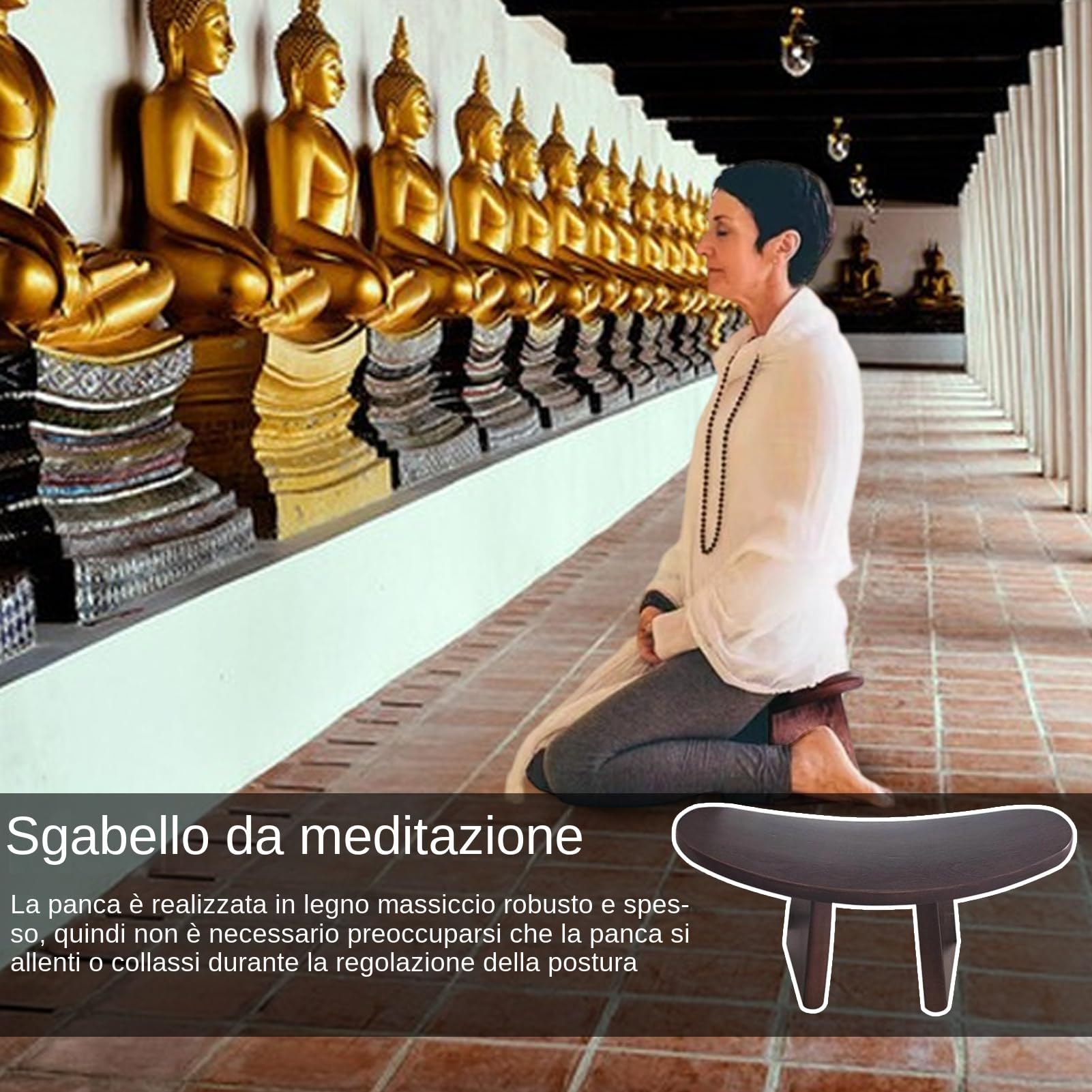 Generico Panca Da Preghiera - Panchetto Portatile Per Meditazione Inginocchiatoio,Sedia in Legno Comoda Multifunzionale per Casa Chiesa Meditazione e Pratiche Spirituali