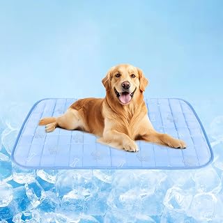 RIOGOO XL Dog Cooling Mat 40x30 Inch - Washable Waterproof Cooling Blanket, Fast Cooling Fabric for Summer Pet Comfort, Blue