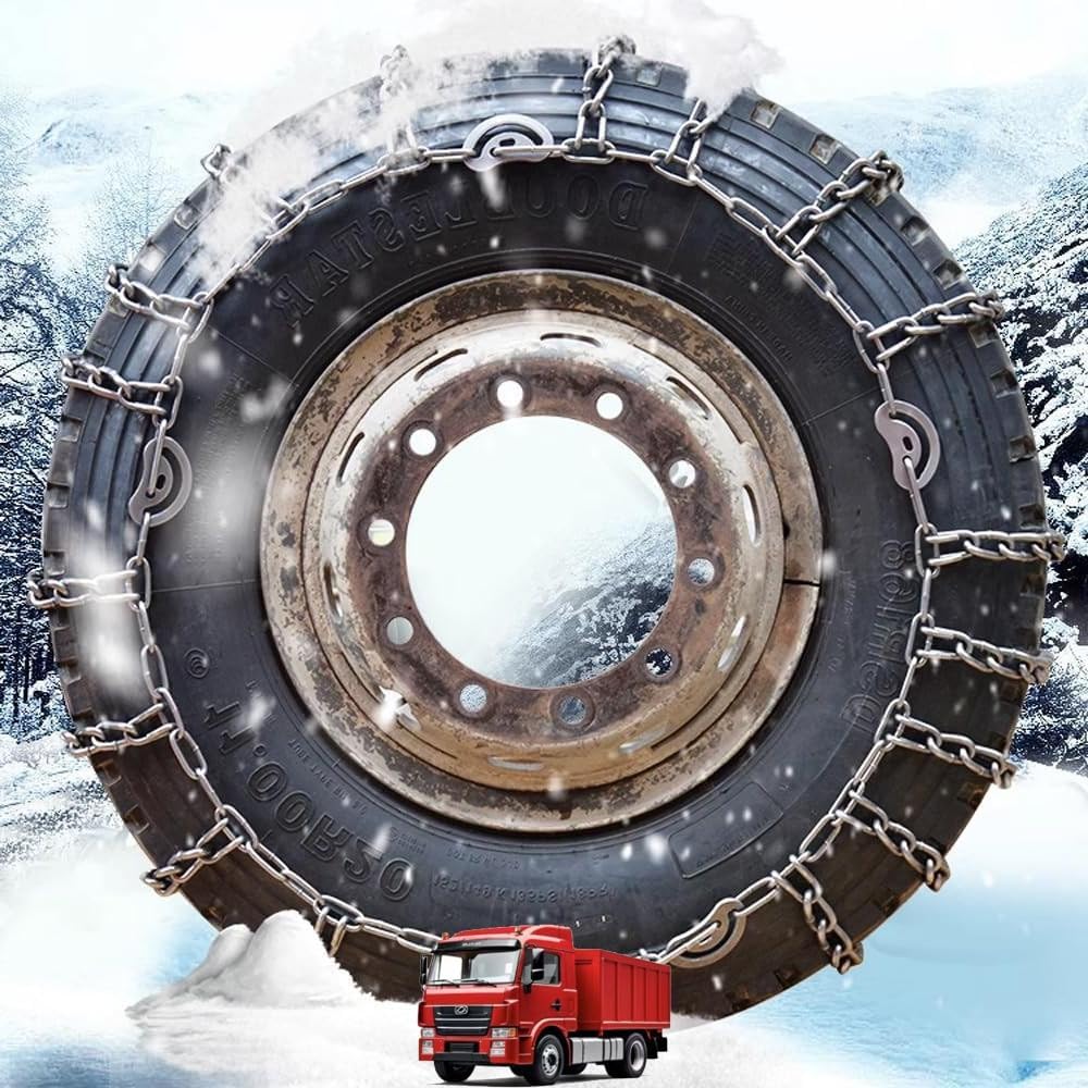 Set of 2 Universal Emergency Tire Traction Chain Snow Chains for Semi Trucks Metal Tire Chains for SUV Trucks Pickup Trucks Semi Trucks Van Trucks ATV Light Truck 9mm 6.00-14 9mm 285/80R22.5