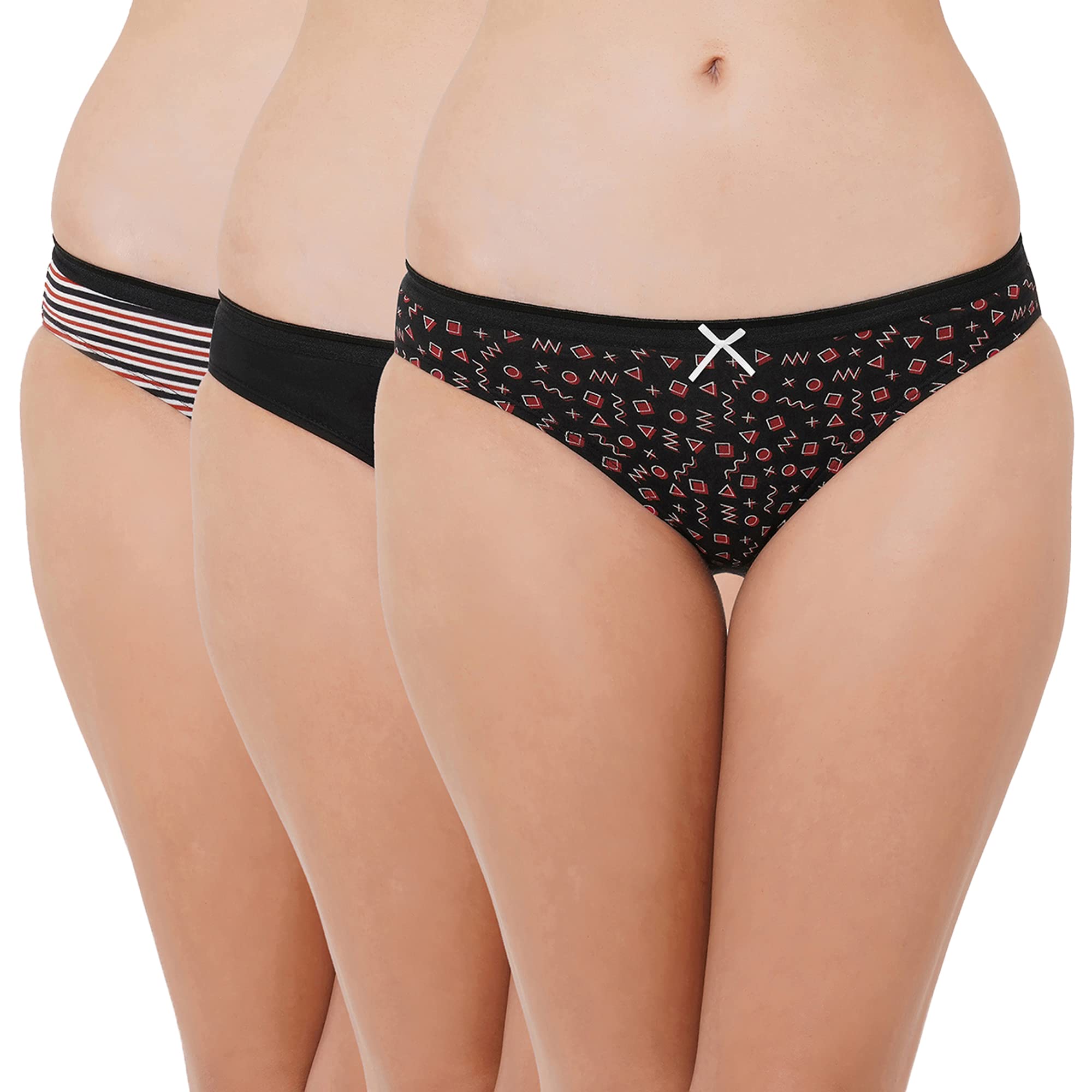 soie Panty (Pack of 3) Cotton Spandex Mid Rise Brief Excellent Comfort, Fit, Quality, Soft Solids Prints-picture-43