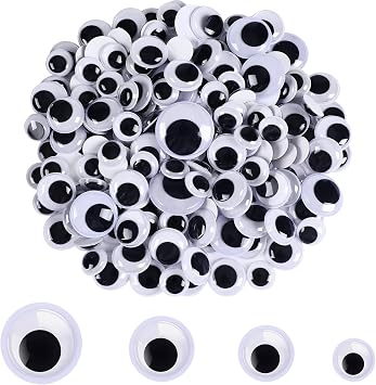 FEBSNOW 200Pcs 6mm-12mm Googly Wiggle Eyes Self Adhesive for DIY Crafts | Transparent Plastic, DIY Scrapbooking Craft Projects, 3D Moving Eyeballs Decoration, Self Adhesive 1/4in-1/2in Googly Eyes