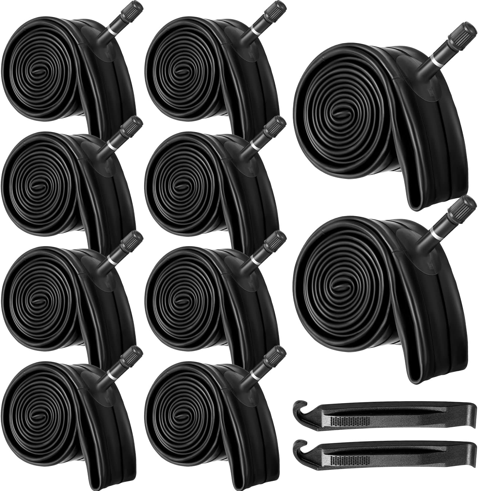 Vabean 10 Pcs Bike Tube Fit 1.75/1.95/2.1/2.125 Bike Inner Tube with 2 Pcs Tire Levers, Rubber Interior Bicycle Tire Schrader Valve