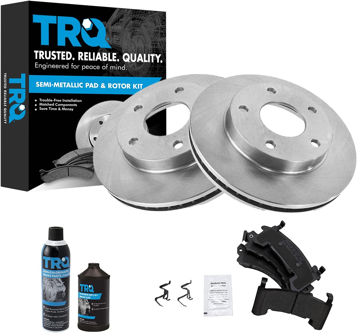 TRQ Brake Pad & Rotor Kit Semi-Metallic Compatible with 79-85 Buick Cadillac 83-97 Chevrolet GMC 82-96 Oldsmobile