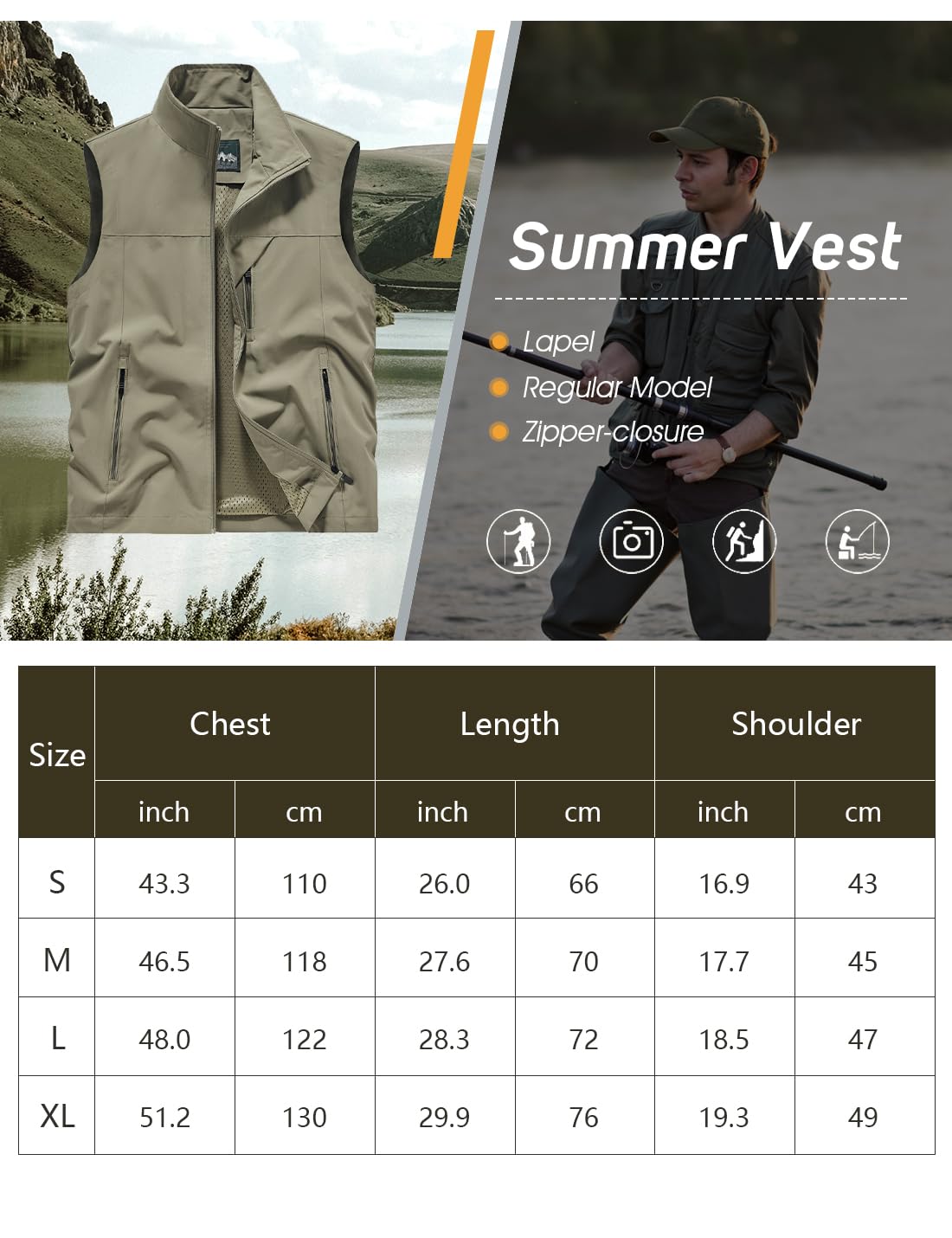 Sukany Gilet da uomo casual da pesca, safari, leggero, ad asciugatura rapida, senza maniche, per fotografia, caccia, campeggio, giacca da viaggio con tasche