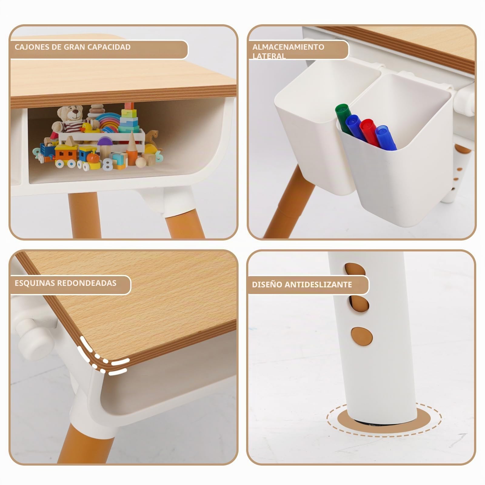 Mesa infantil con 2 sillas, altura regulable, grupo de asientos infantiles para guardería, escritorio para niños con espacio de almacenamiento y silla infantil, juego de sillas para niños