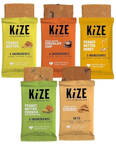 Miniatura 2 de KiZE Barra energética, paquete variado para amantes de la mantequilla de maní, 4-8 ingredientes alimenticios reales limpios y simples, 0.32 a 0.35