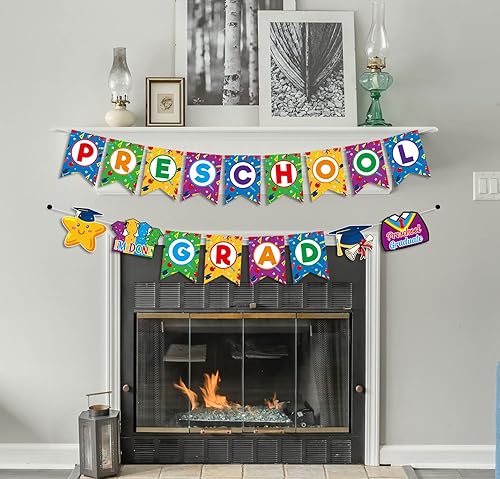 Miniatura 4 de PTFNY Banner de graduación preescolar 2023 guirnalda de graduación preescolar 2023 para niños 2023 decoraciones de fiesta de graduación preescolar