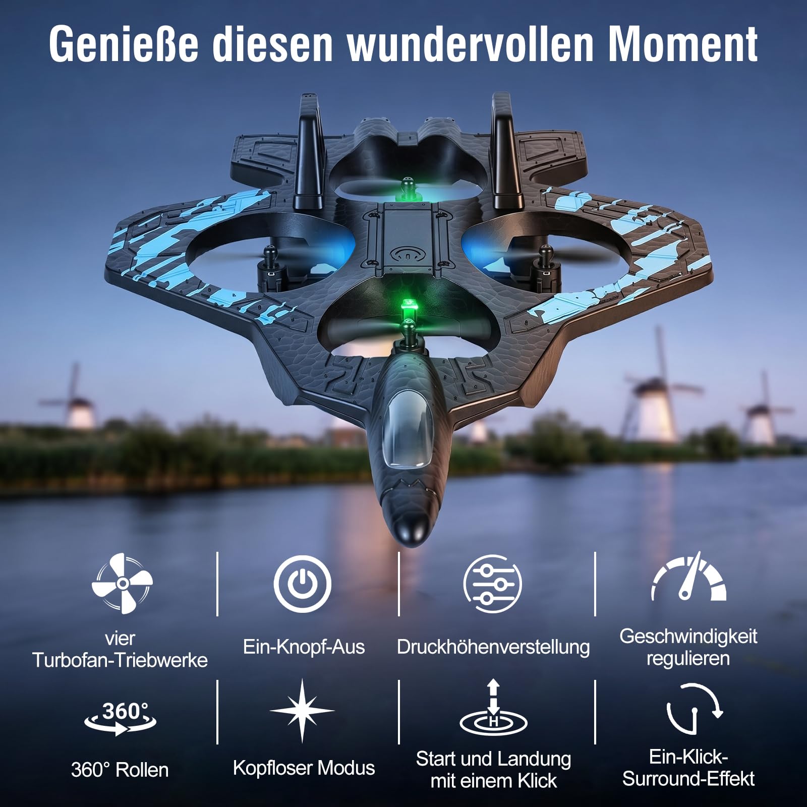 Mini Drohne für Kinder,RC Flugzeug Spielzeug Quadrocopter Drone für Kinder und Anfänger mit 2 Akkus,Ein-Knopf Start/Landung,360°-Flips,Geschenk für Jungen Mädchen