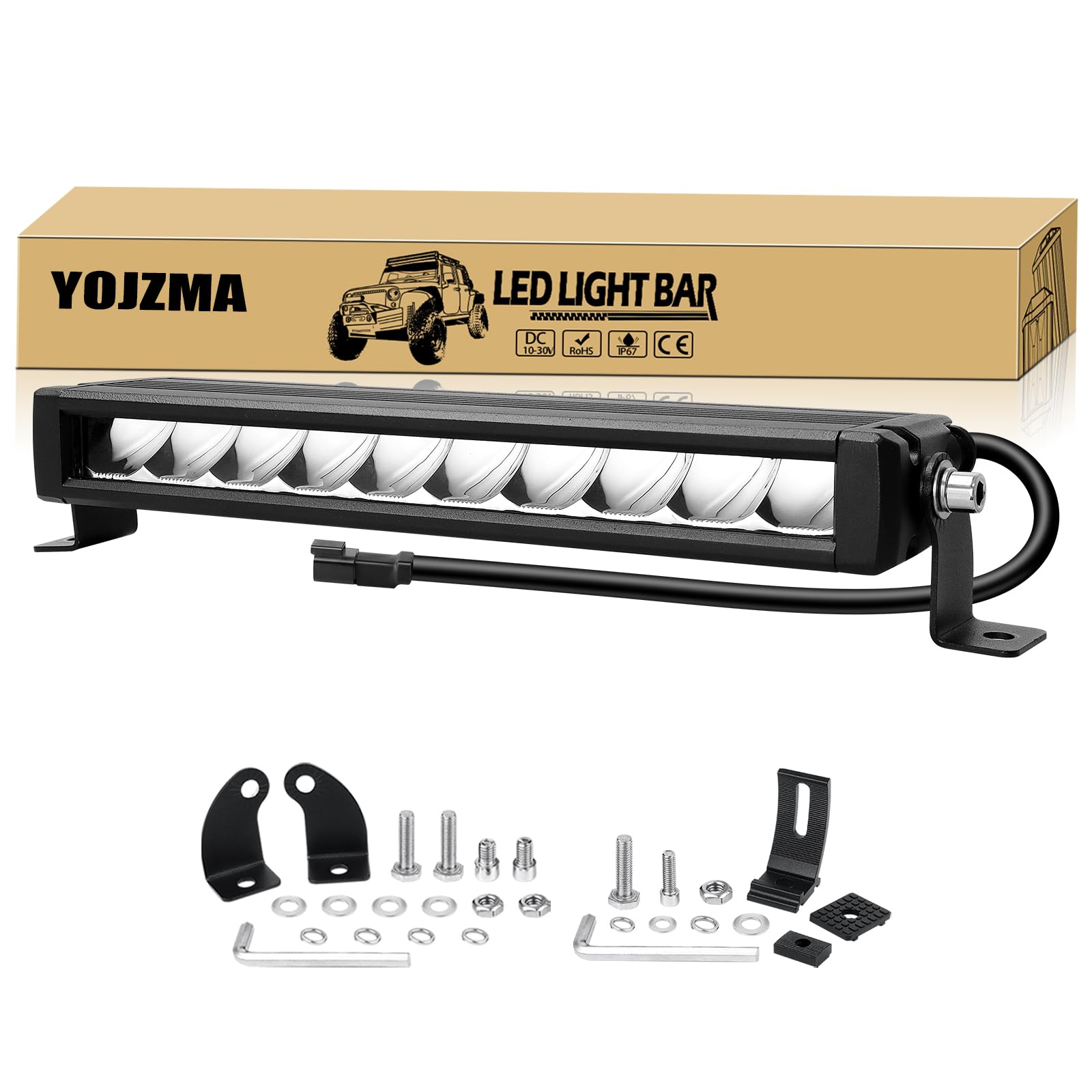 12 Pouces 30W Spot Barre Lumineuse à LED, 12V Lumière de Travail