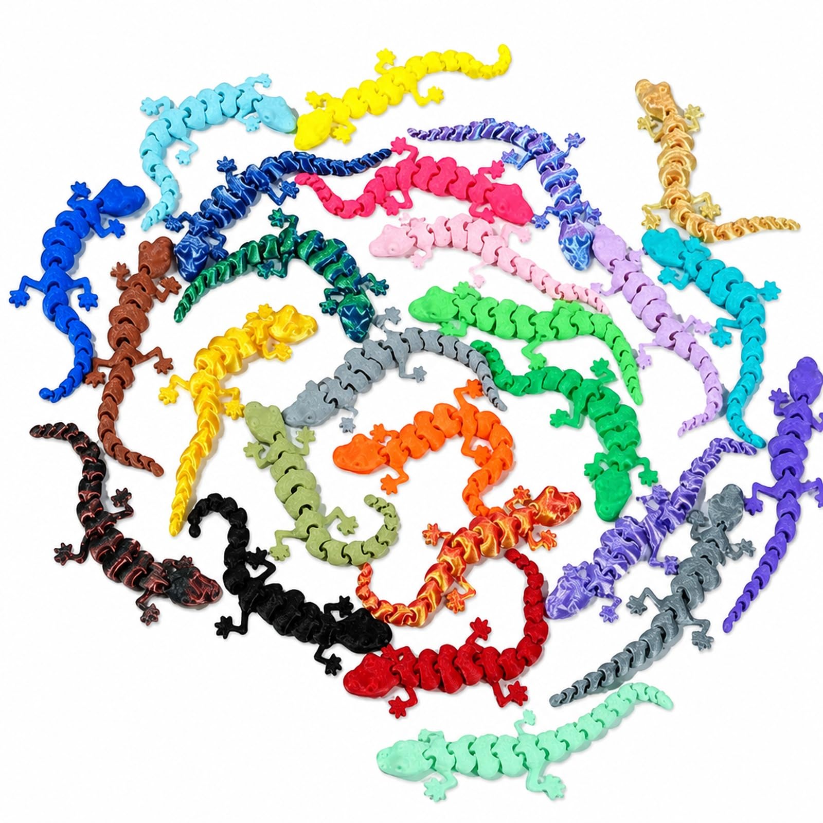 Poivgew 20 Pcs Mini 3D Printed Gecko Figures, Desk Decor Party Favors