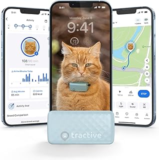 Tractive Smart Cat GPS Tracker | Real-Time Location & Wellness Monitoring for Cats 6.5 lbs+ | Territory & Location History...