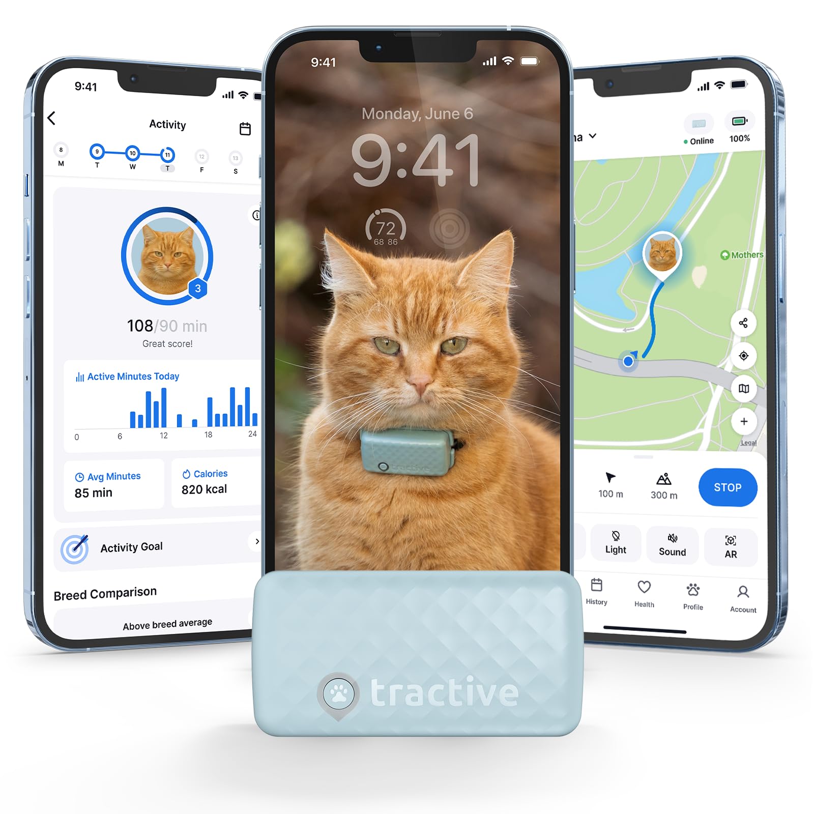 The best gps trackers for cats of 2026 for 2026 Tractive Smart Cat GPS Tracker | Real-Time Location & Wellness Monitoring for Cats 6.5 lbs+ | Territory & Location History | Up to 5-Day Battery | Breakaway Collar Included (Mint)