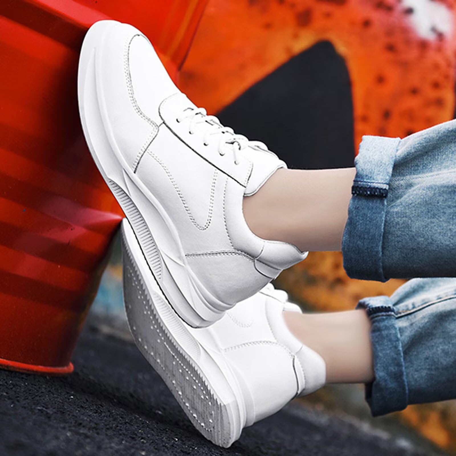 Scarpe rialzanti Invisibili da Uomo con Rialzo - Scarpe da Ginnastica Eleganti alla Moda con Lacci 2,36'' Casual Passeggio