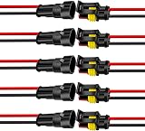 2 Pin Auto Impermeabile Connettore Kit 5 Pezzi Connettori Elettrici Elettrici Impermeabili 20Cm 18Awg Per Auto, Moto, Camion, Barca(Lewttyer) - 1