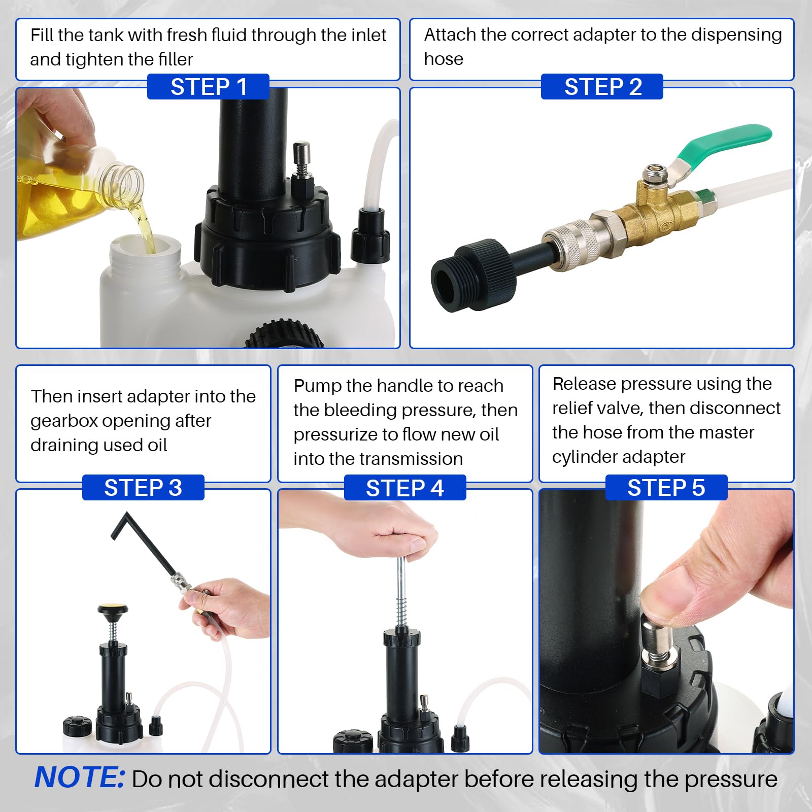 DASBET Kit de pompe de transfert d'huile à transmission manuelle de 3 L | Kit de pompe de liquide de transmission, pompe de remplissage de transmission, système de remplissage de fluide avec