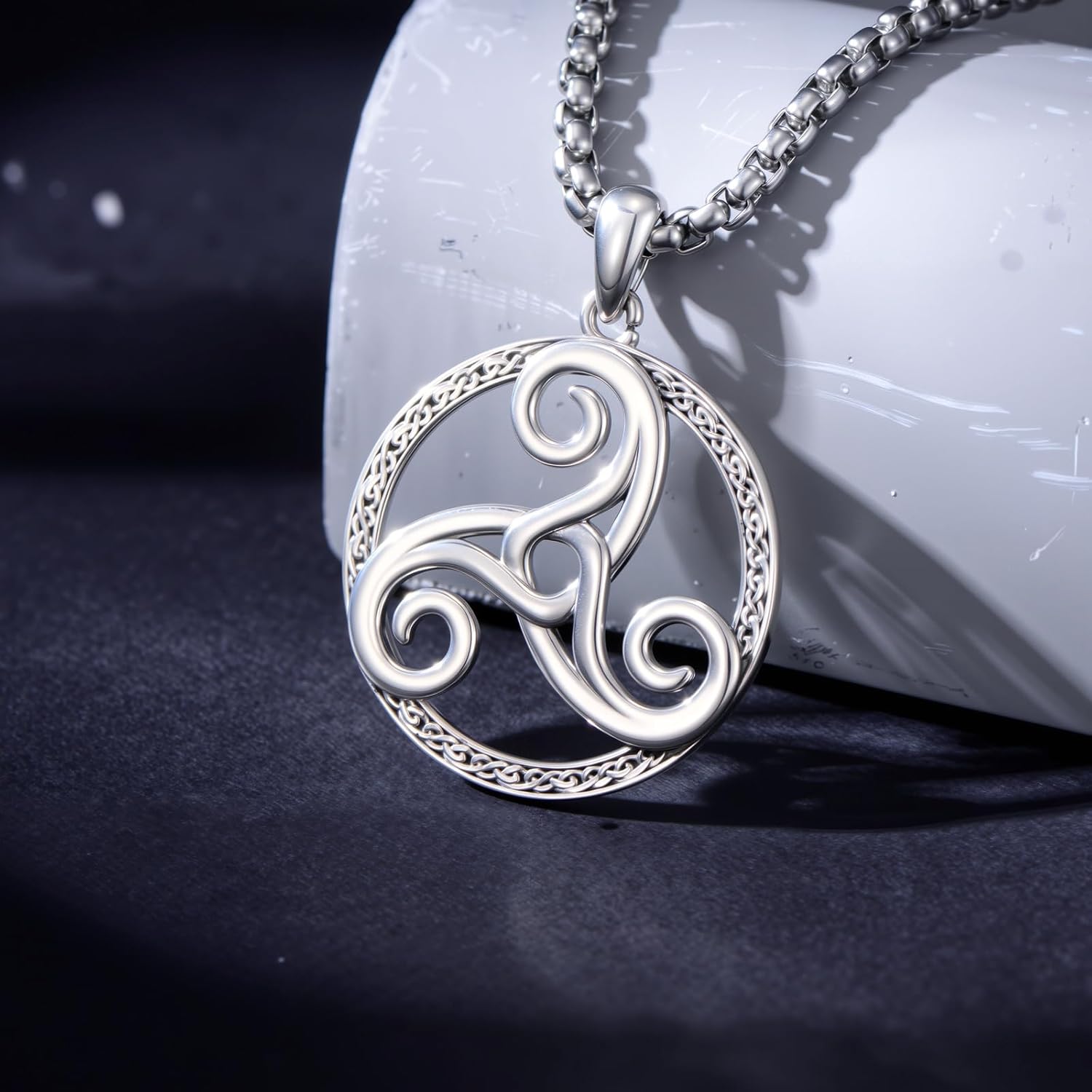 Celtic Knot Necklace 925 Sterling Silver Nordic Triskelion Triple Spiral Pendant Eternity Amulet Jewelry Gift for Women Men - Image 2
