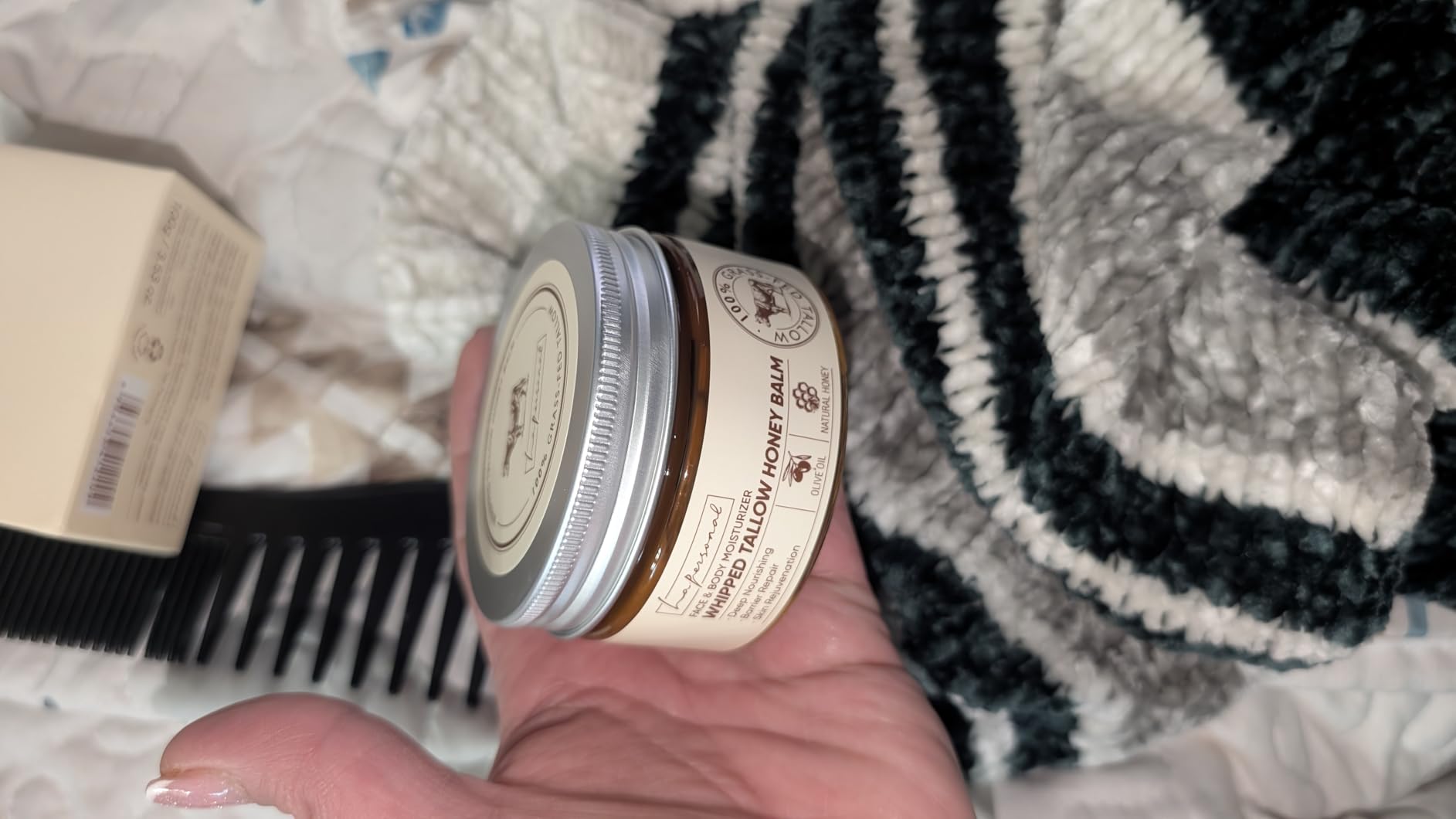 LA.PERSONAL Beef Tallow for Skin & Face – Whipped Tallow and Honey Balm Cream, Grass-Fed Beef Tallow Face Body Moisturizer with Raw Honey Organic Olive Oil, Non-Greasy, Deep Hydration for Women & Men 3.53 Oz