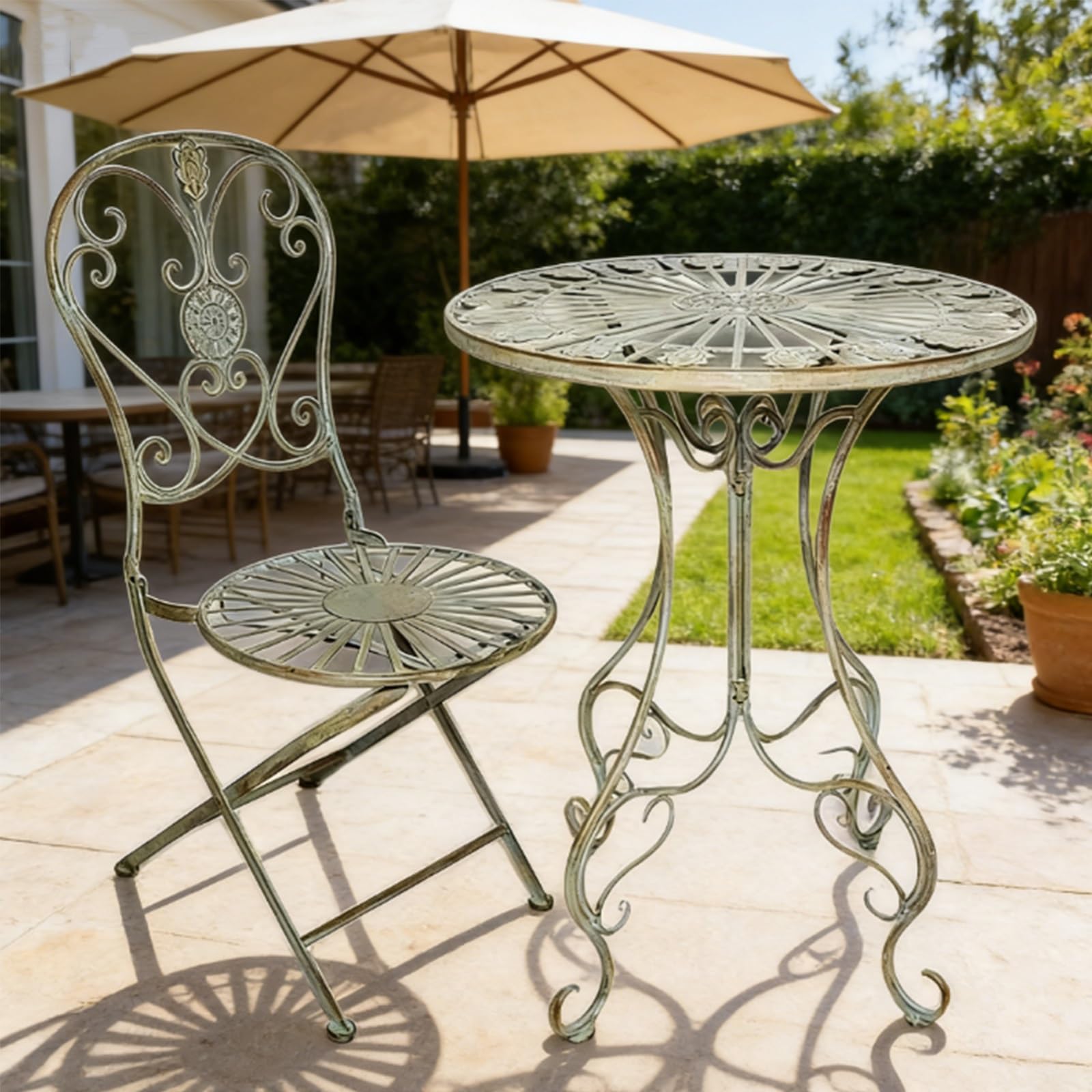 Ensemble bistrot table et chaises jardin fer forgé intérieur