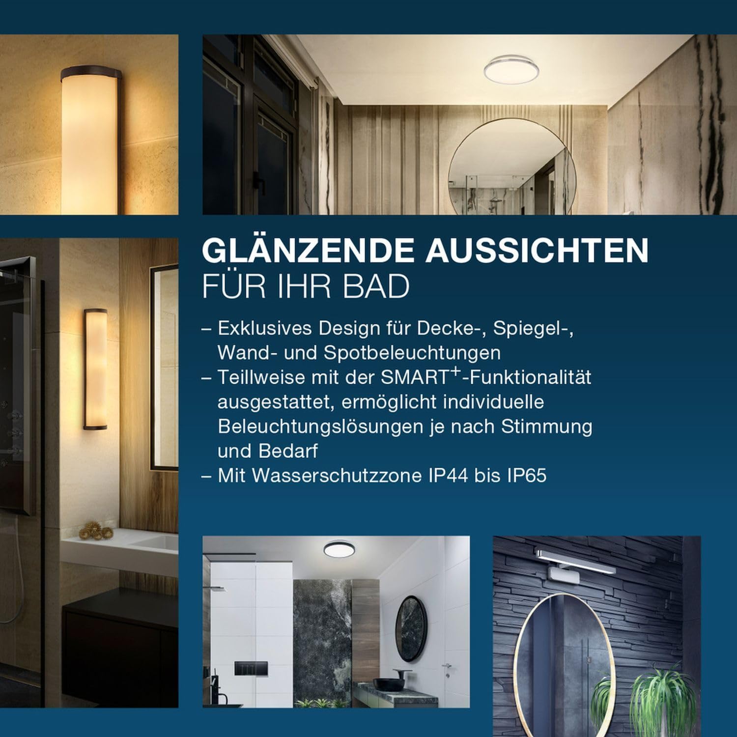Licht-Erlebnisse Stahl Wandlampe Chrom Bad E14 Flur Küche IP44 elegant wohnlich H:45.5 cm stilvoll Wandleuchte Büro