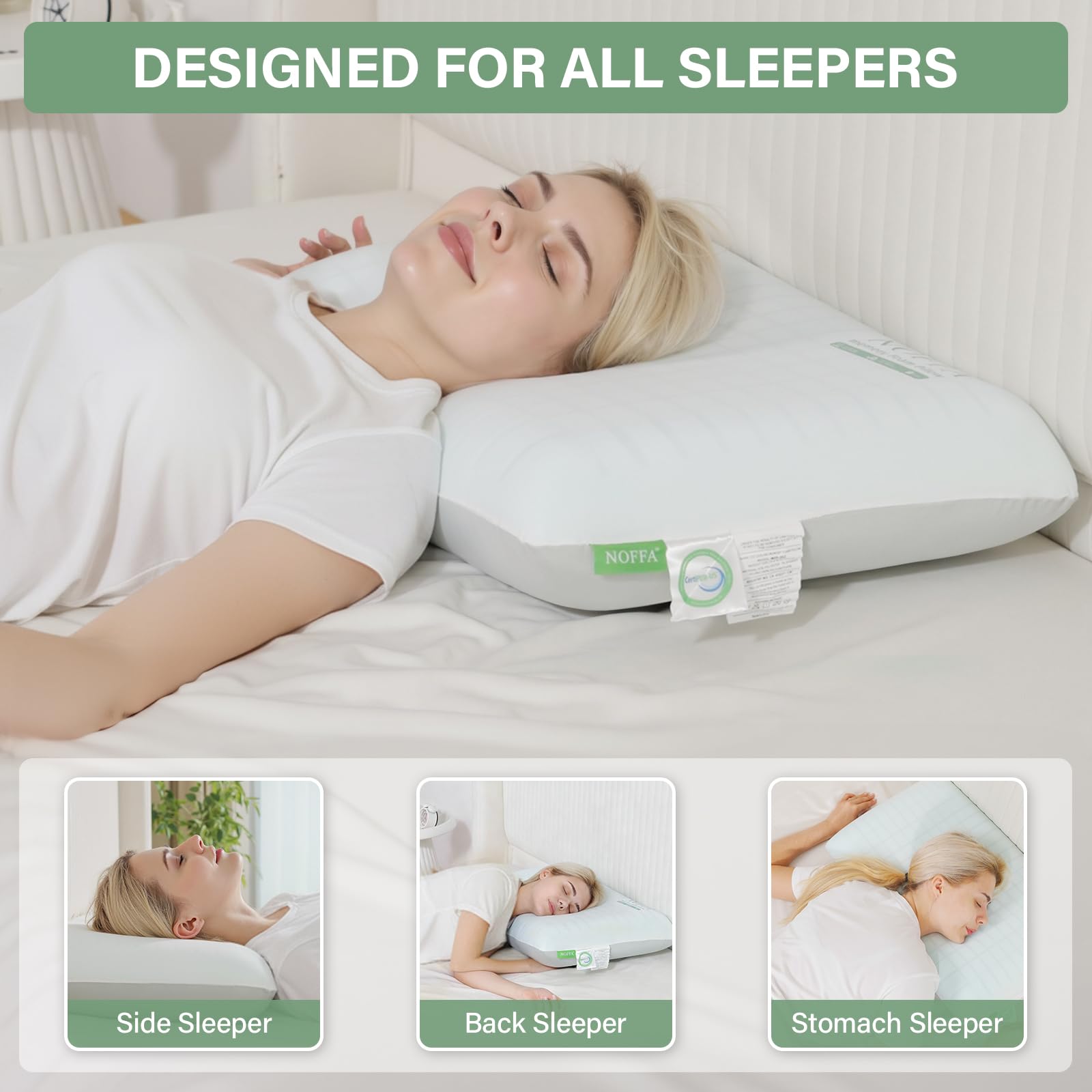 Almohada Viscoelástica 60x40x10cm, Fresca, para Lado y Boca Arriba | Tejido transpirable, Sensación Fresca Durante el Descanso, Funda Extraíble, Fácil Limpieza, Confort Diario