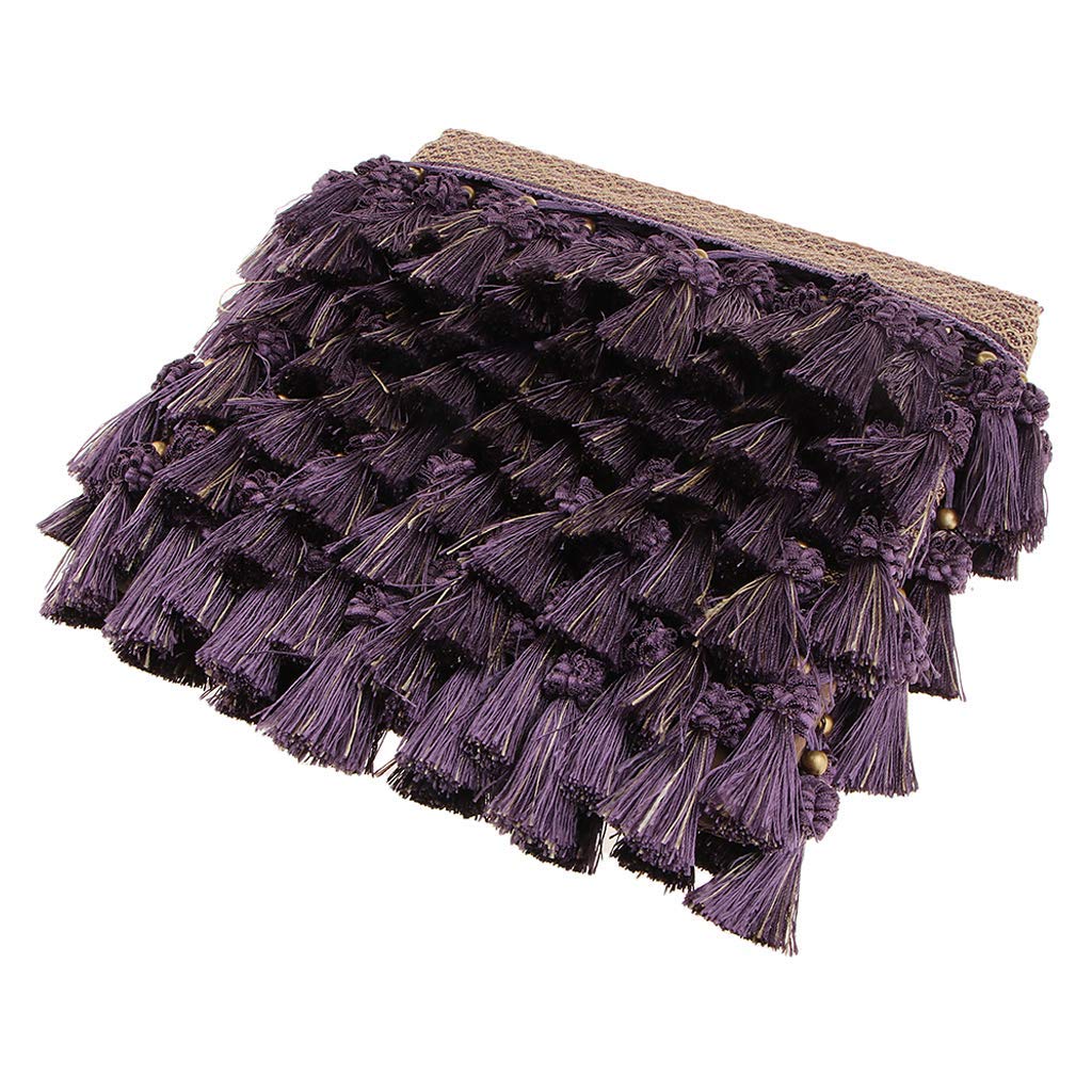 Frange à franges vintage pour rideaux, coussins, vêtements (violet foncé)