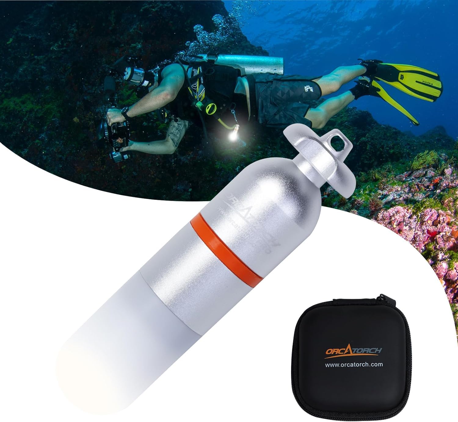 ORCATORCH SD01 Mini Strobe Signal Light Scuba Dive Beacon Diving Night Dive LED Marker Flashy Safety Lamp Firefly Diving Light with AAA Battery, for 150M Underwater Diving (5 Colors Option) (White)