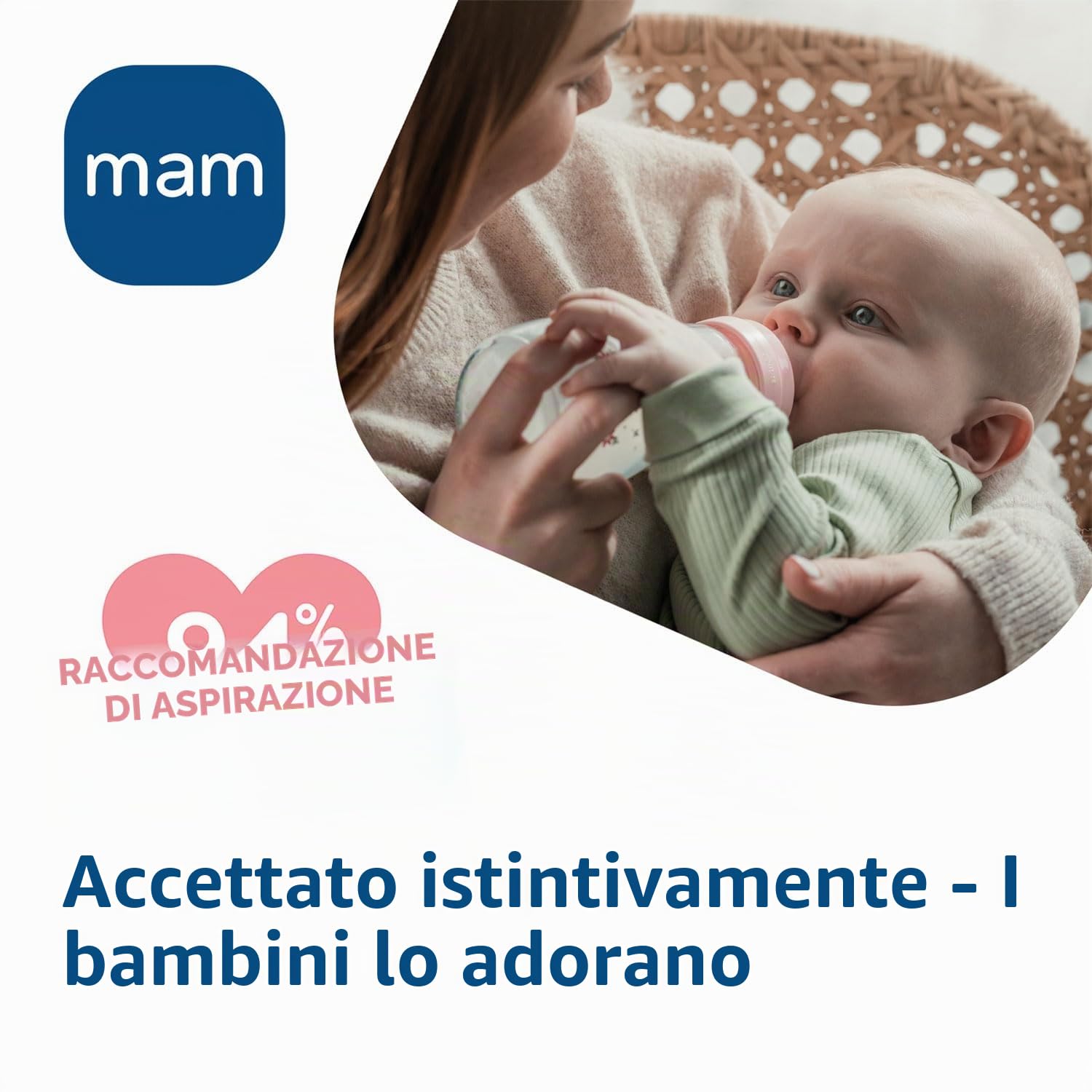 MAM Feel Good Set di 2 biberon in vetro (170 ml e 260 ml), con 1 tettarella a flusso lento per neonato, rosa