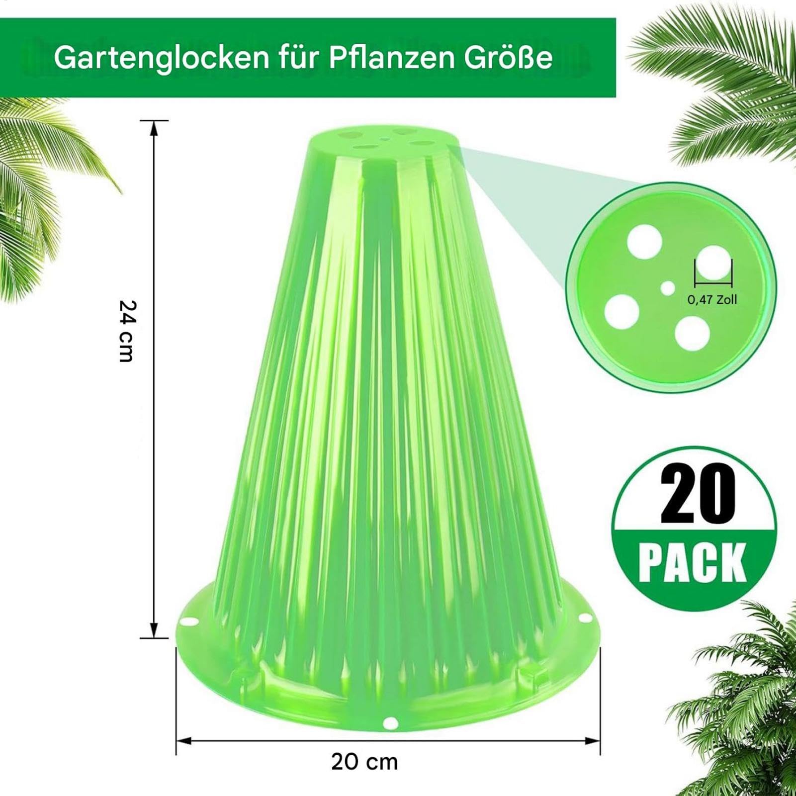 20 -fache Gartenpflanzen Cloches, wiederverwendbare transparente Glockengläser mit Vent - kleines Gewächshaus zum Schutz gegen Sonne, Einfrieren, Vögel, Hühner, Insekten, Schnecken usw.