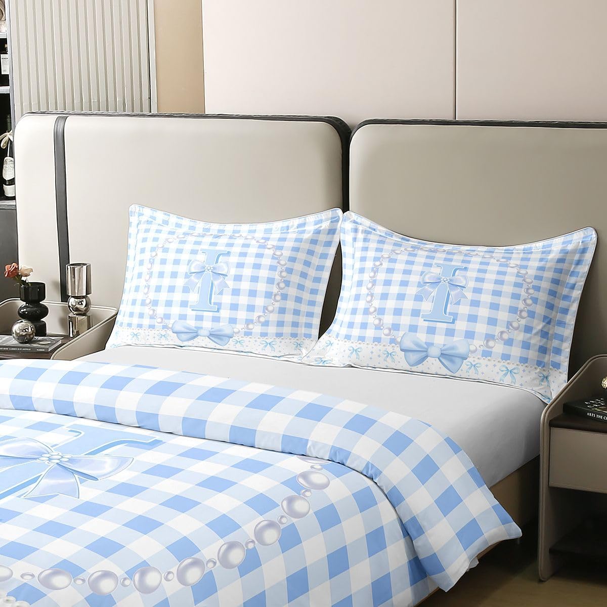 Erosebridal Light Blue Bow Tie King 100% Cotton Duvet Cover for Kids Girls