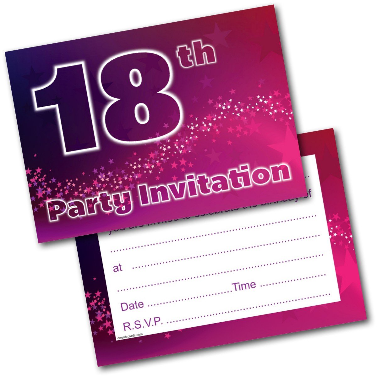 doodlecards 18Th Birthday Party Invitations Female Invites Pack of 20 Postcards and Envelopes