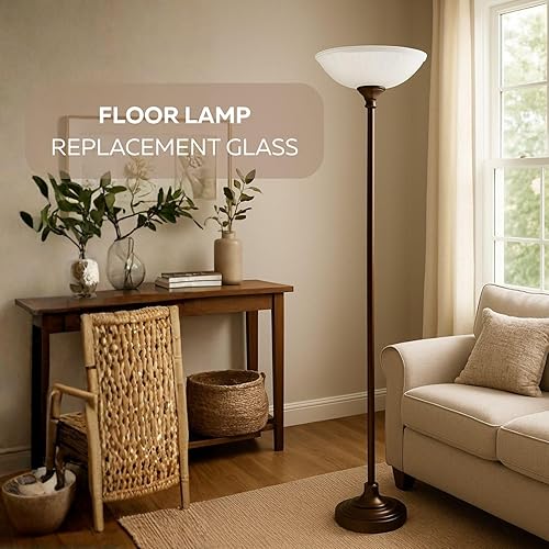 Miniatura 3 de LIGHTACCENTS Pantalla de vidrio de repuesto para lámpara de pie, vidrio esmerilado para ventilador de techo, 12 pulgadas de diámetro, agujero