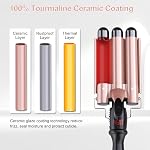 Kuwa Crimper Outil capillaire,3 Fer à roulettes,hairCrimper pour les femmes, Hair Waver avec LCD Affichage de la température, ondes naturelles à longue durée
