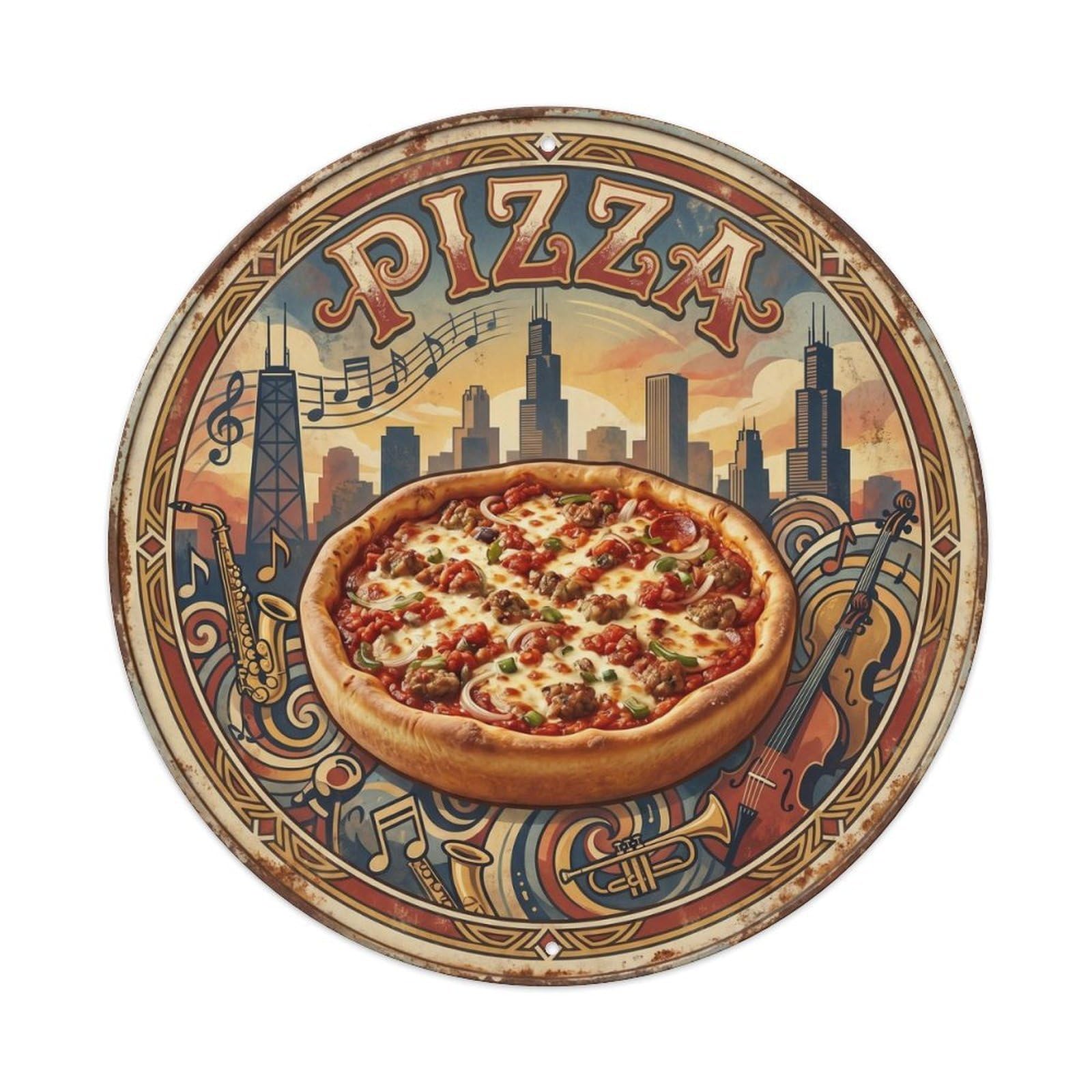 Trattoria Italian Pizza European Food Market Travel Metal Tin Sign