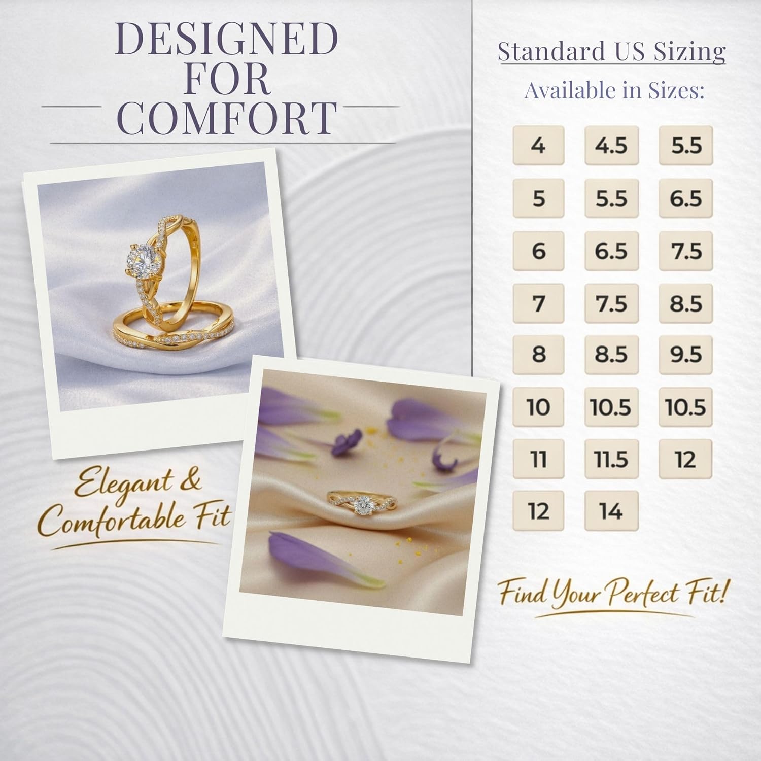 Queena Wedding Ring Set for Women by Ginger Lyne | Cubic Zirconia Sterling Silver Solitaire Engagement Ring and Matching Wedding Band Set for Ladies |Travel Decoy Jewelry or Promise for Her
