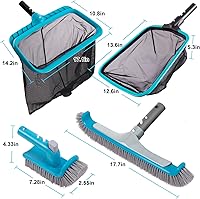 Vista 7 de Sepetrel Kit de limpieza de piscina de lujo que incluye 2 cabezales de cepillo, 2 redes de desnatador de piscina (sin poste)
