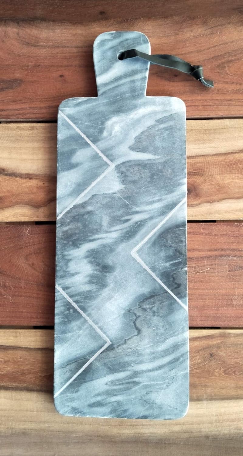 Buy VR SOURCING Grey Marble Chopping Board with Metal Inlay Online at
