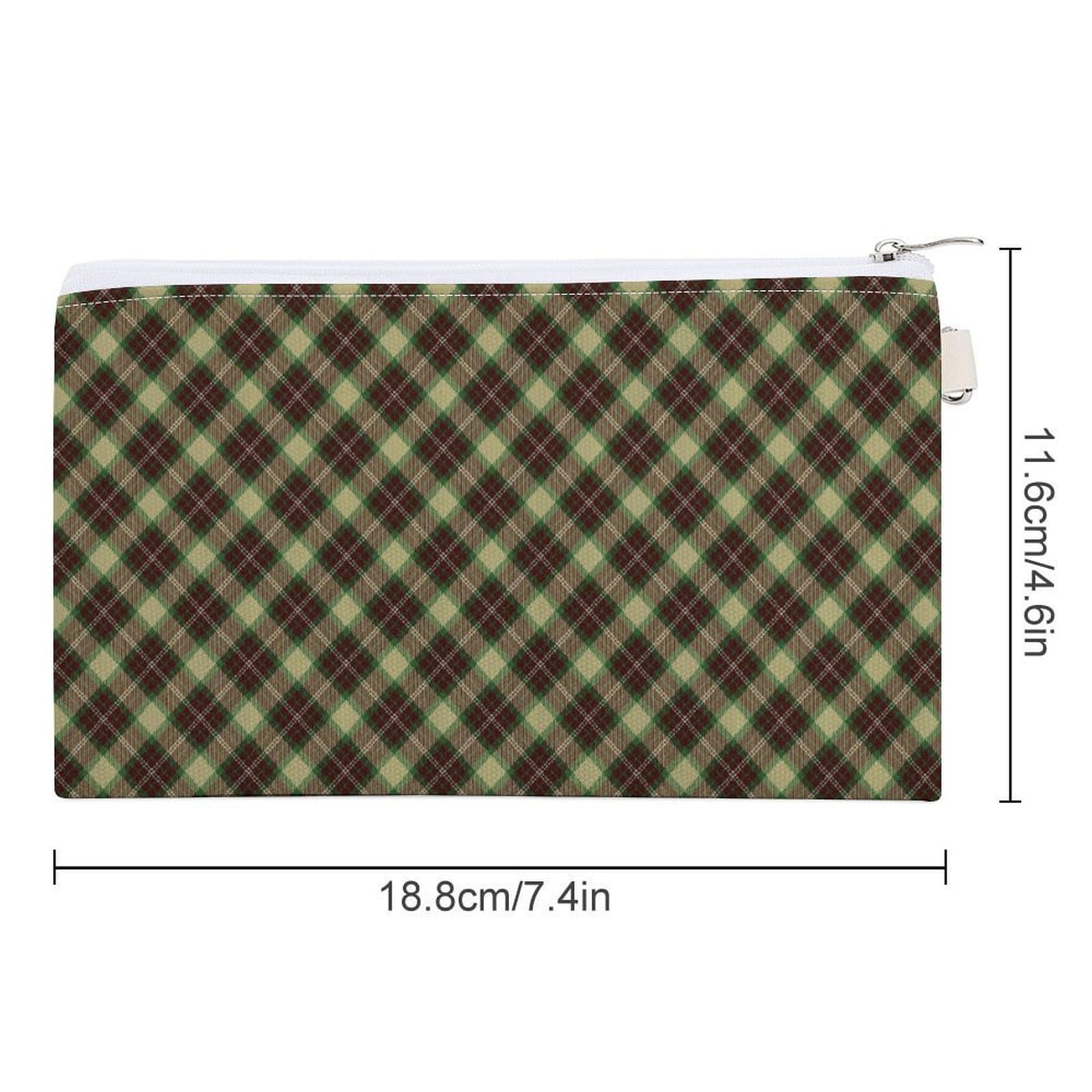 Yellow-Green Scottish Plaid Cute Coin Purse Travel Small Makeup Bag Pencil Pouch 7.4 × 4.6 Inch