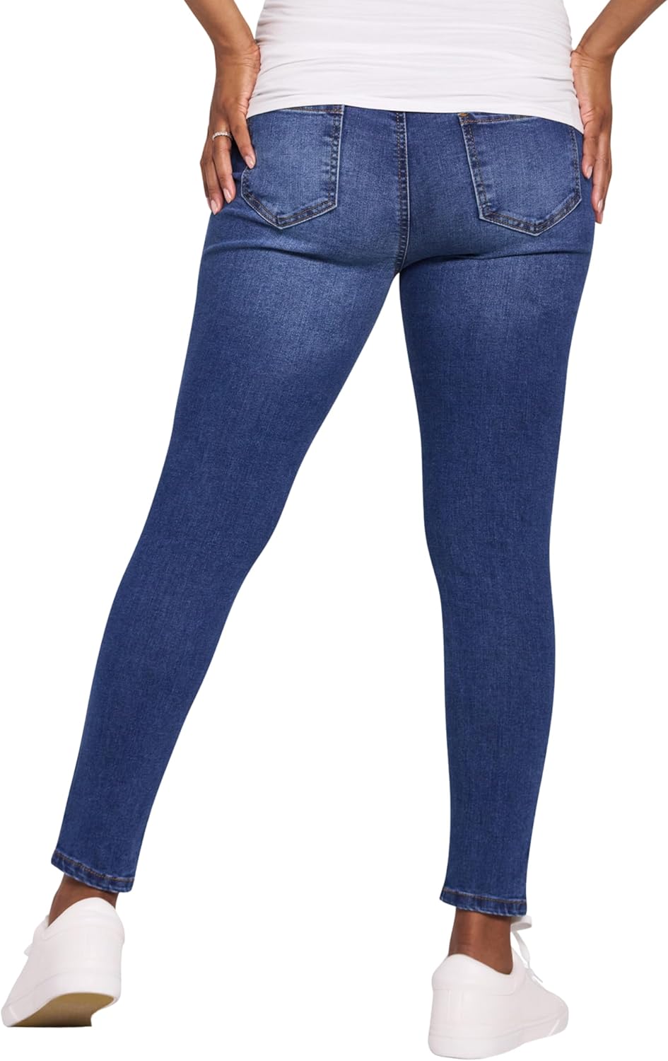 Motherhood Maternity Womens Secret Fit Over The Belly Skinny Ankle Denim Pregnancy Jeans - Image 4