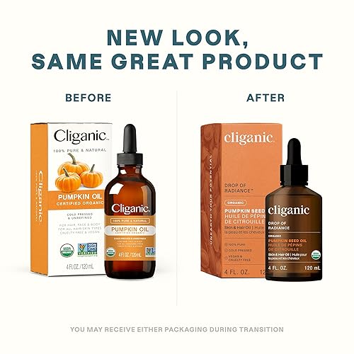 Miniatura 2 de Cliganic Aceite de semilla de calabaza orgánico, 100% puro, para cara y cabello, natural prensado en frío sin refinar (el embalaje puede variar)