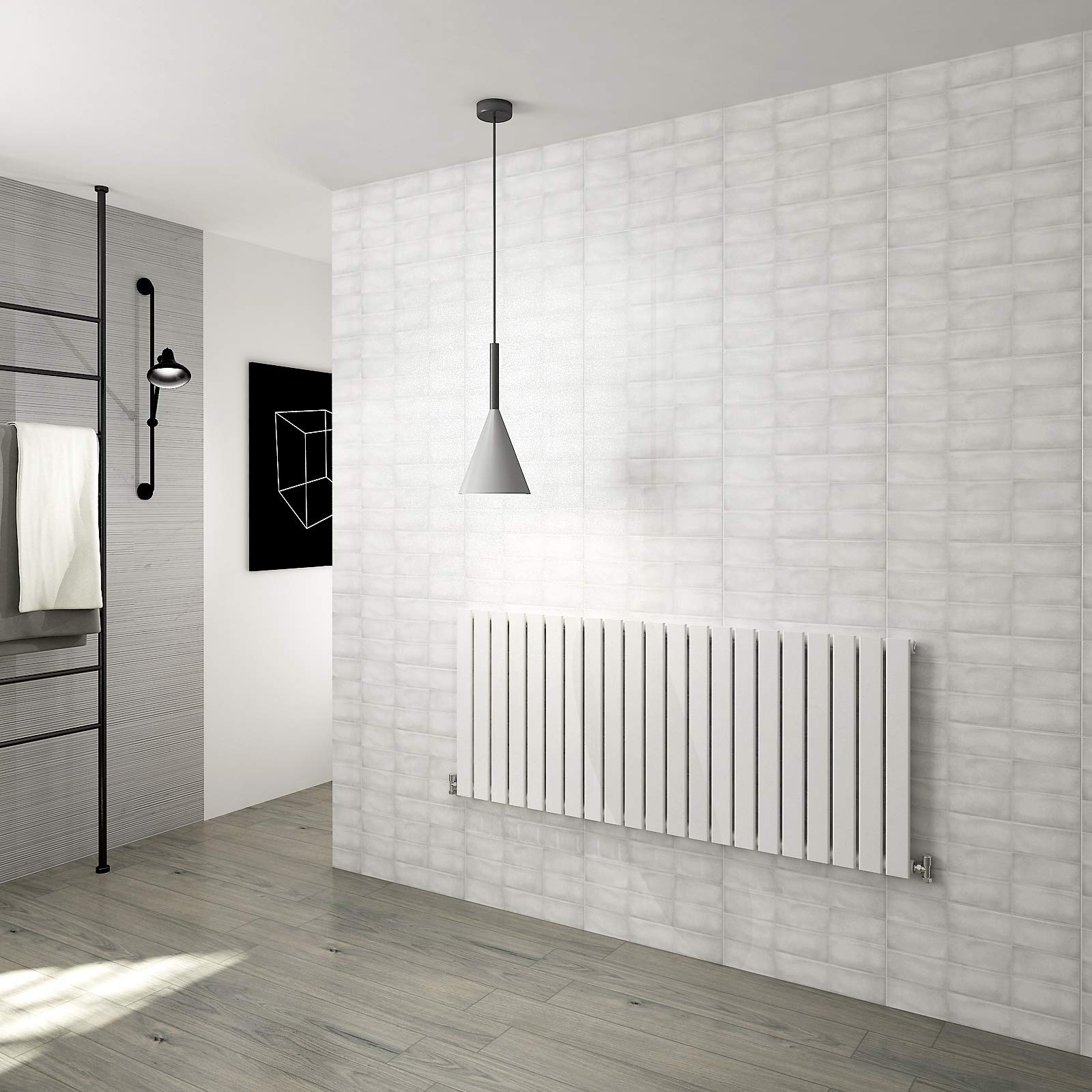 Huiyang White Horizontal Flat Panel Designer Radiator Central Heating Rads Single 600X1428mm