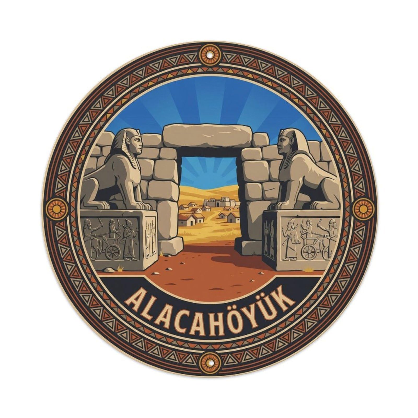 Corum Alacahoyuk Sphinx Gate Travel Turkey Graphic Metal Tin Sign