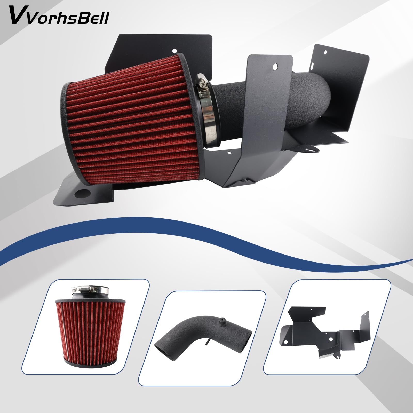 Kit de admisión de aire frío compatible con VW Golf MK5 1.9 TDI y 2.0L TSI (04-14) Jetta Passat (05-14), sistema de admisión de aluminio de alto rendimiento con escudo térmico y filtro