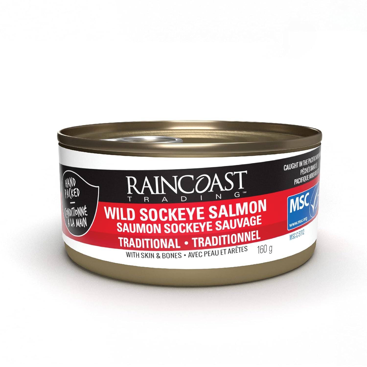 Raincoast Trading Wild Sockeye Salmon - Traditional | Case of 12 (5.64 oz/can) | Certified Sustainable | Sourced From the Pacific Northwest