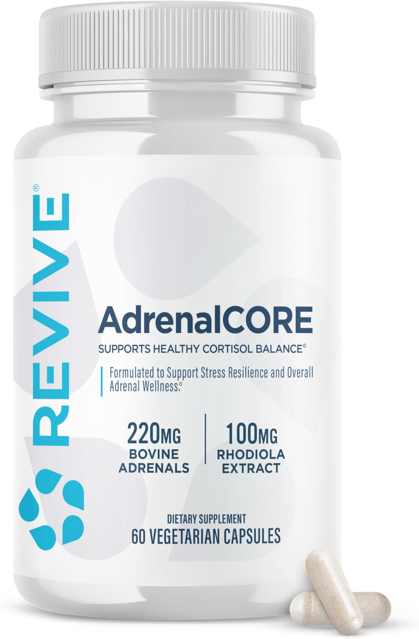 Revive MD Adrenal Support Supplements for Fatigue - Natural Cortisol Manager & Supplement with Rhodiola Rosea & Ashwagandha Promotes Energy Levels & Mental Performance - Men & Women - 30 Servings