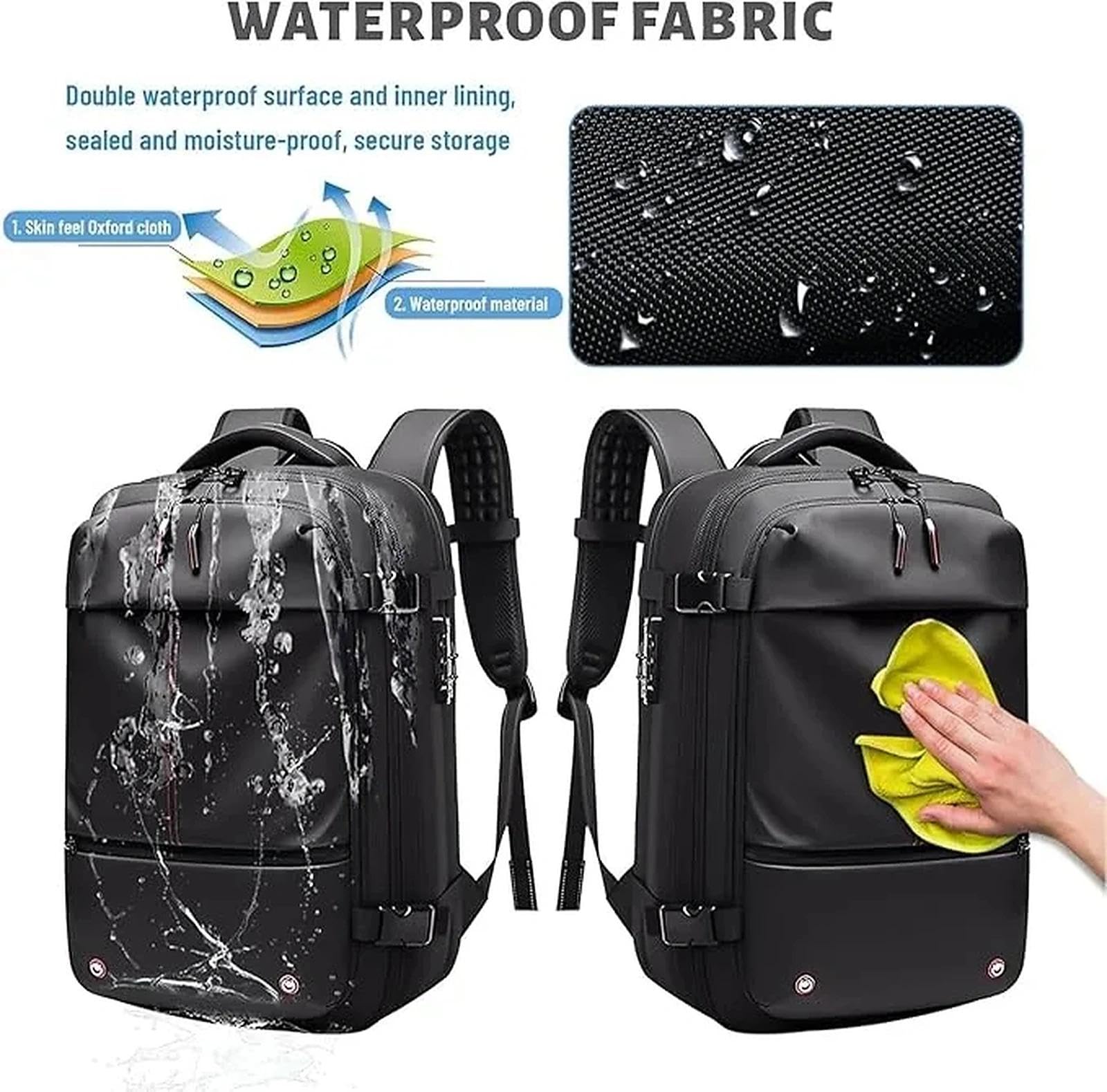 Mochila Viaje vacio 60L expandible con Bomba, Mochila de Viaje con vacio y compresión, Impermeable antirrobo Cabina avión con separación Seca y húmeda para Hombre Mujer(D,D)