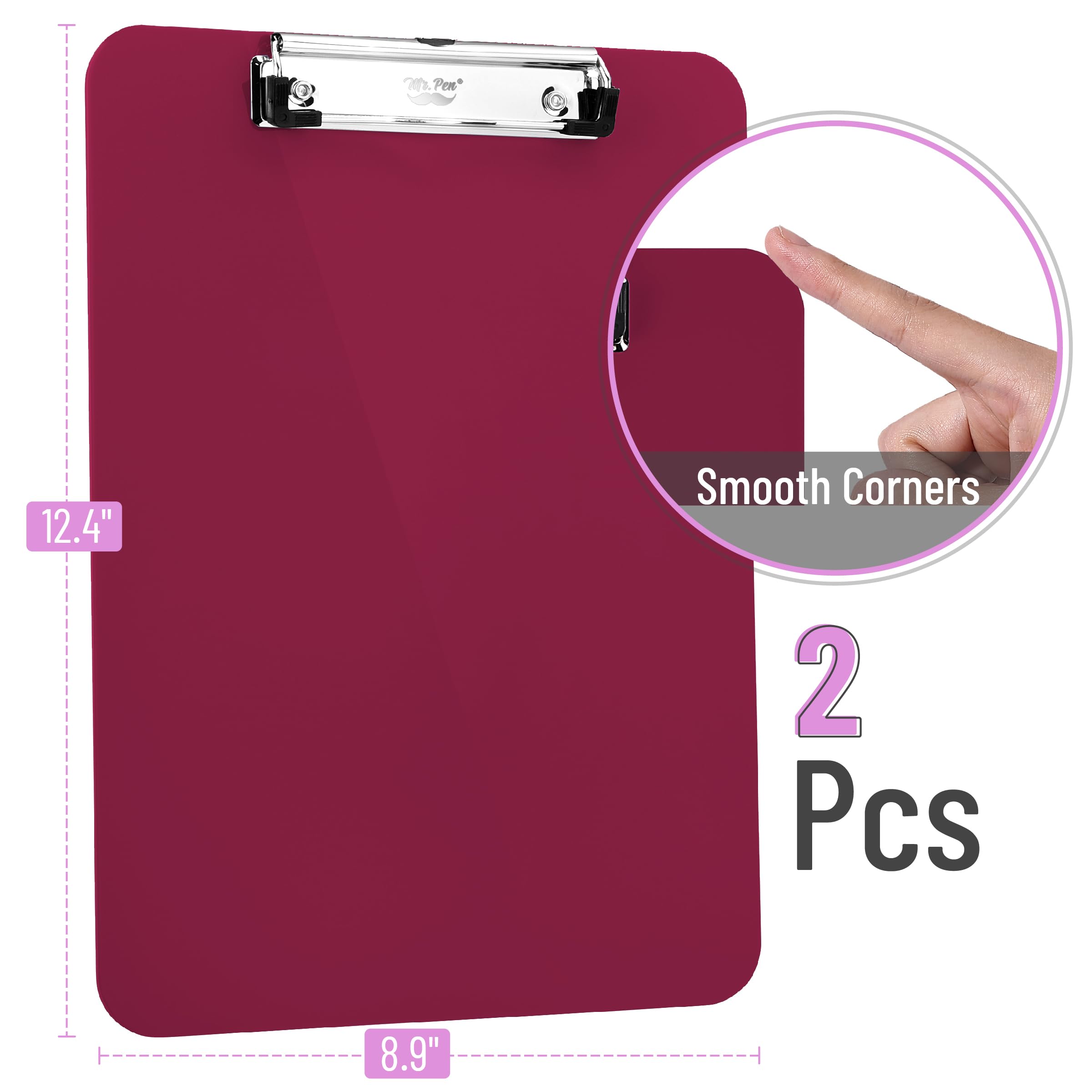 Mr. Pen- Plastic Clipboard, 12.5” x 9”, 2 Pack, Red, Clipboards for Kids & Adults - Image 2