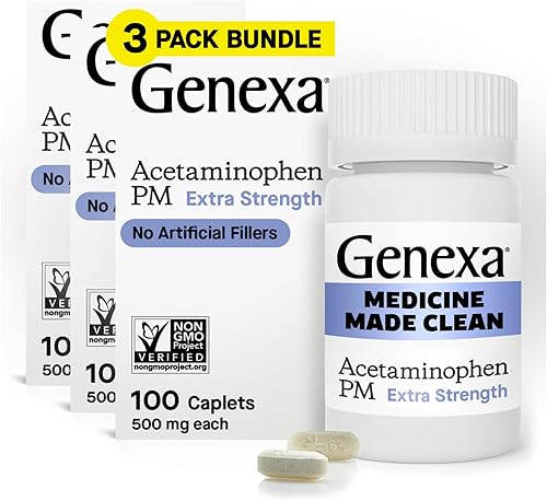 Miniatura 10 de Genexa Clean Acetaminophen Extra Strength, analgésico y reductor de fiebre sin colorantes, 0% aditivos artificiales, alivio del dolor para dolor de