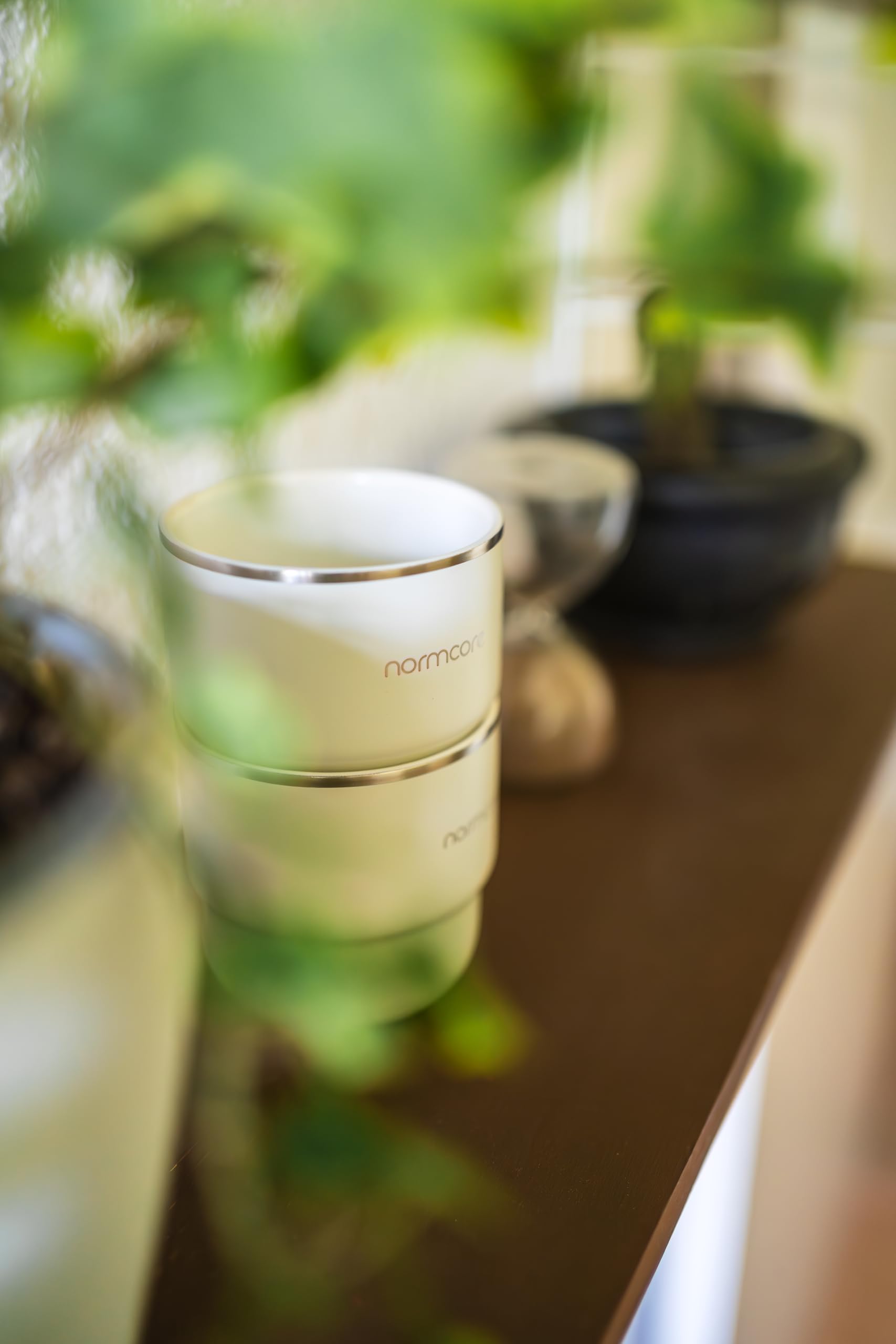 Normcore Zestaw 2 filiżanek do kawy espresso, 200 ml, kubek do kawy z powłoką ceramiczną, 210 ml, kubek do espresso z podwójną ścianką do kawiarni, mokki, latte, cappuccino, herbaty, biały