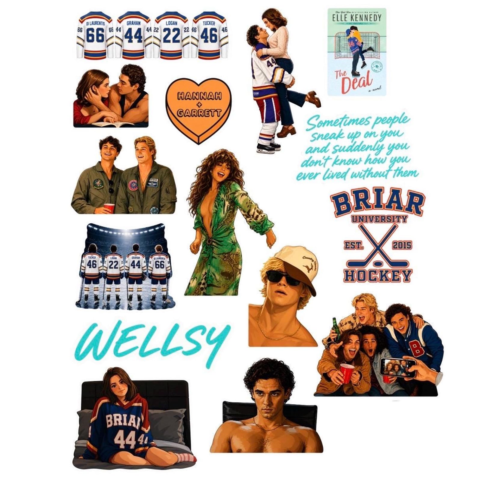 15PC Off Campus Stickers Hockey Theme Briar U Stickers Character Graham Wells Poster Picture Min Sticker Waterproof Vinyl Decals Off Campus Merch for Fans